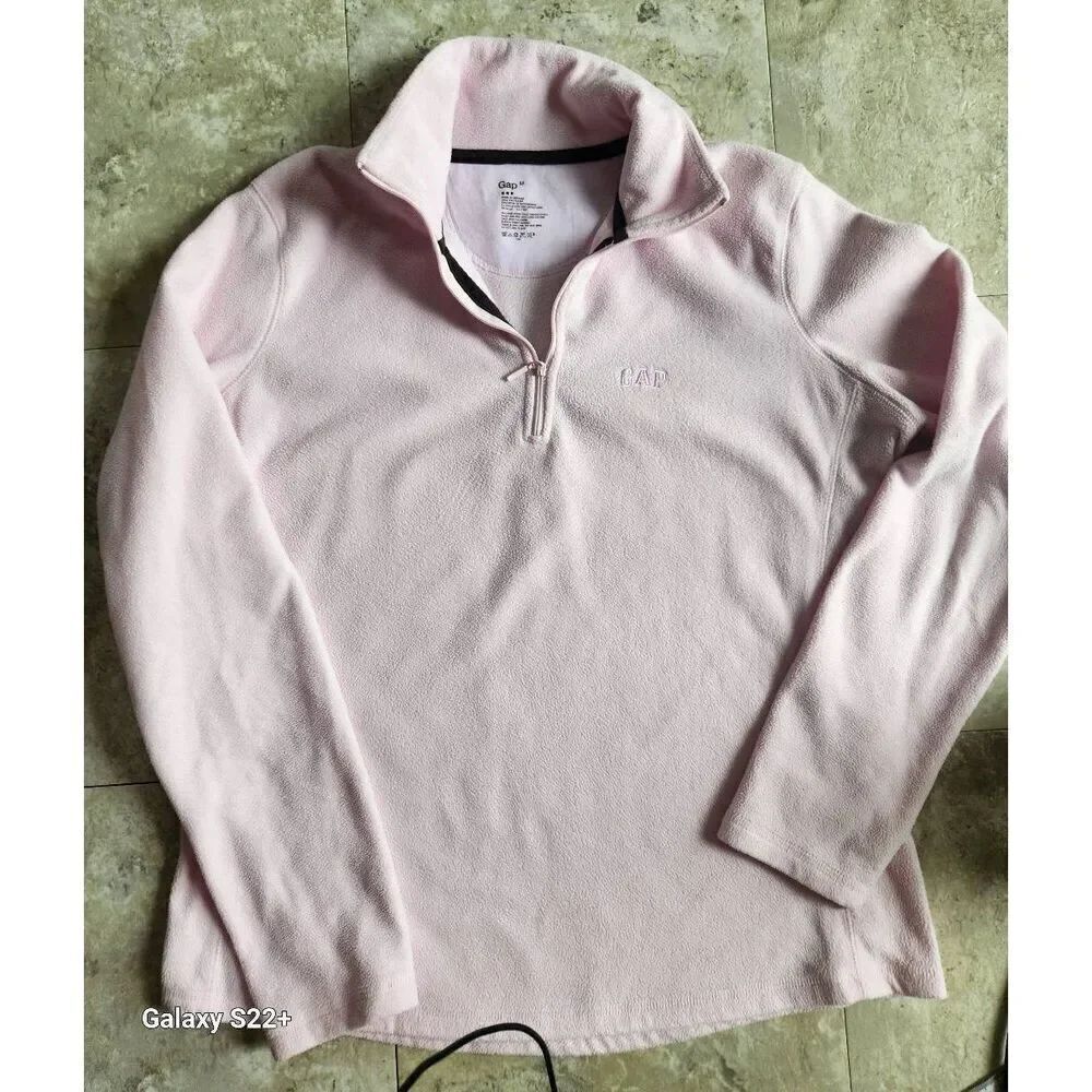 H28 GAP half zip pale pink fleece zip-up sweatshirt Activewear Sz Med